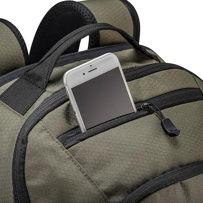 High Sierra Swoop Backpack, Lightweight Bookbag, Large Main Compartment + External Accessory Pockets, Separate Laptop Pocket, Dual Water Bottle Pockets, Fits most 17” Laptops, 30L Capacity, Olive